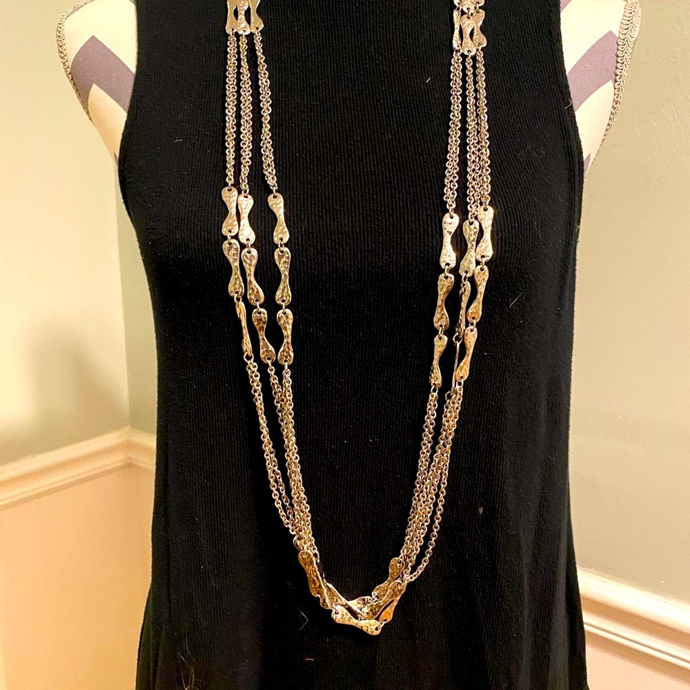 Vintage Silver toned multi-strand necklace